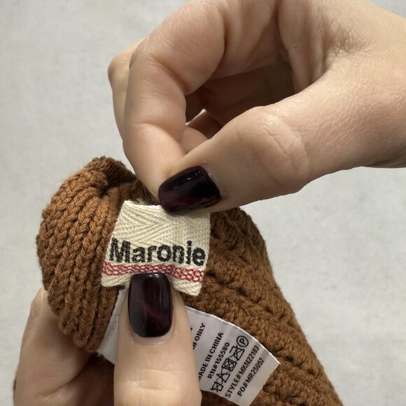 Maronie Shirt Womens Medium Brown Knit Crochet Lace Up Tank Top Cami Summer - Picture 6 of 8